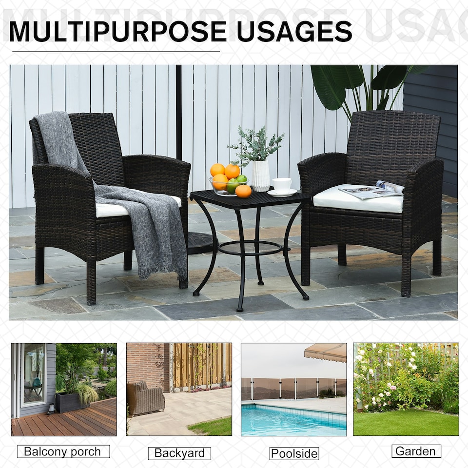 image 1 of Outsunny 45cm Square Metal Outdoor Patio Bistro Table Coffee Desk Black