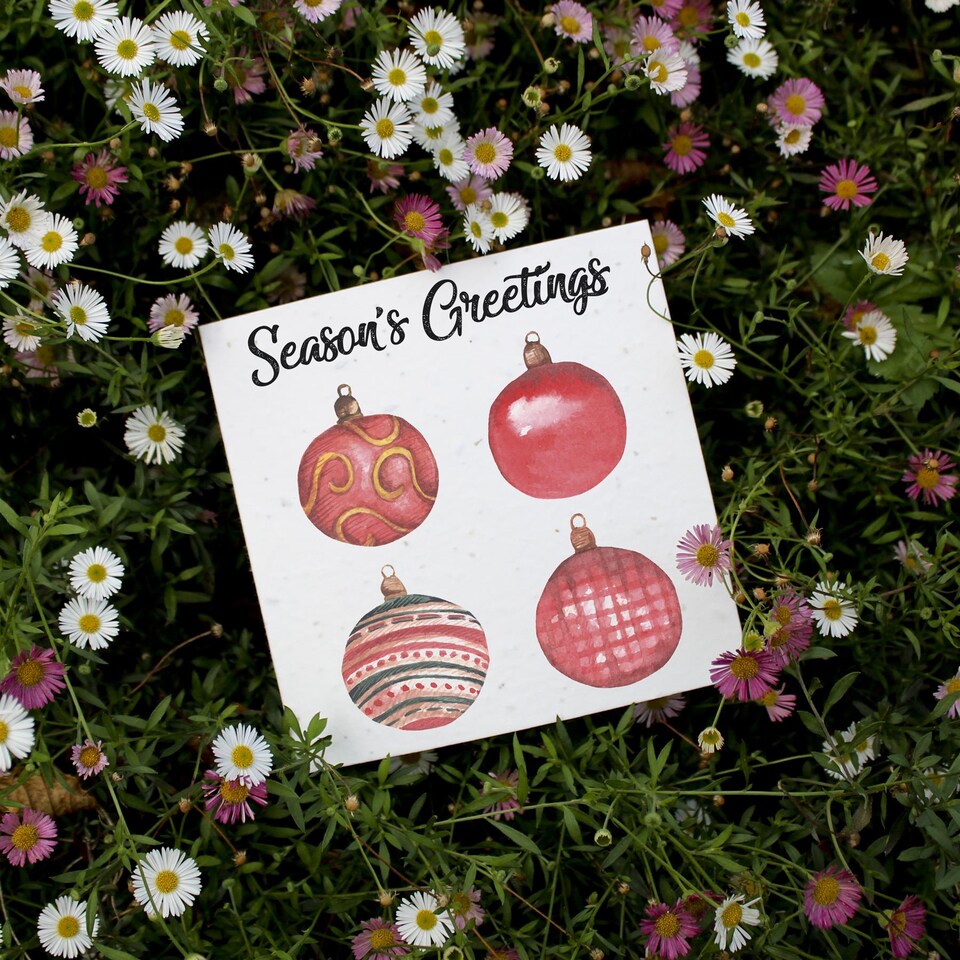 image 1 of Festive Baubles - Plantable Wildflower Seed Christmas Cards - 10 Pack