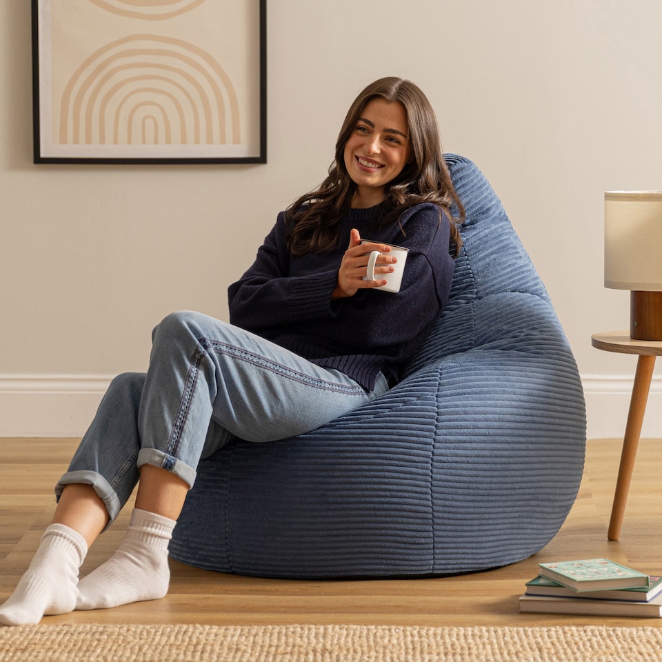 image 1 of icon Dalton Corduroy Recliner Bean Bag, Denim Blue