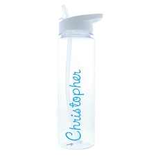 Personalised Blue Name Water Bottle Clear | One Size