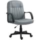 image 1 of HOMCOM PU Leather Office Chair Swivel Home Mid-Back Computer Desk Chair, Grey