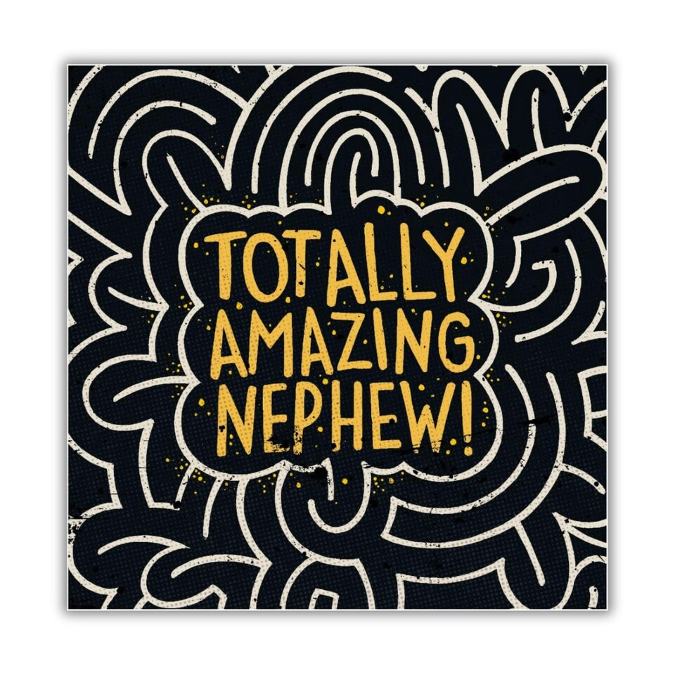Nephew Birthday Card, Birthday Cards for Nephew "Totally Amazing…", Black & White, Yellow