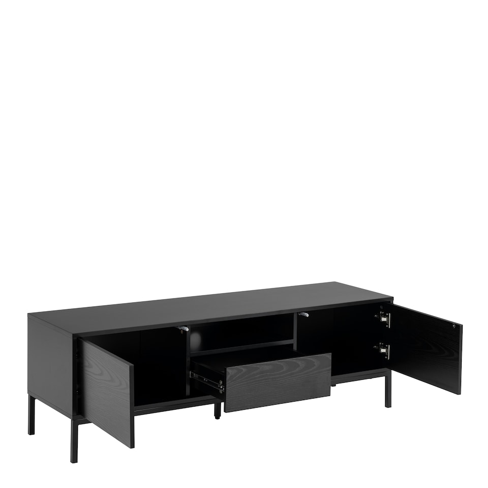 image 1 of Seaford 2 Door 1 Drawer TV Unit in Ash Black