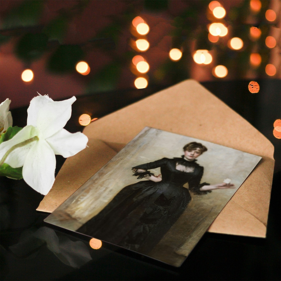 image 1 of John Singer Sargent Art Card Lady with the Rose Portrait