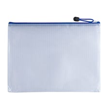 Pack of 12 A5 Blue PVC Mesh Zip Bags