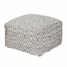Homescapes Sierra Natural Diamond Pattern Jute Square Bean Filled Pouffe - 60 cm