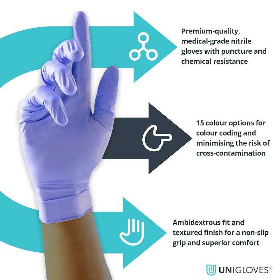image 1 of Unigloves Sapphire Pearl Box of 100 Nitrile Gloves Blue | Extra Large