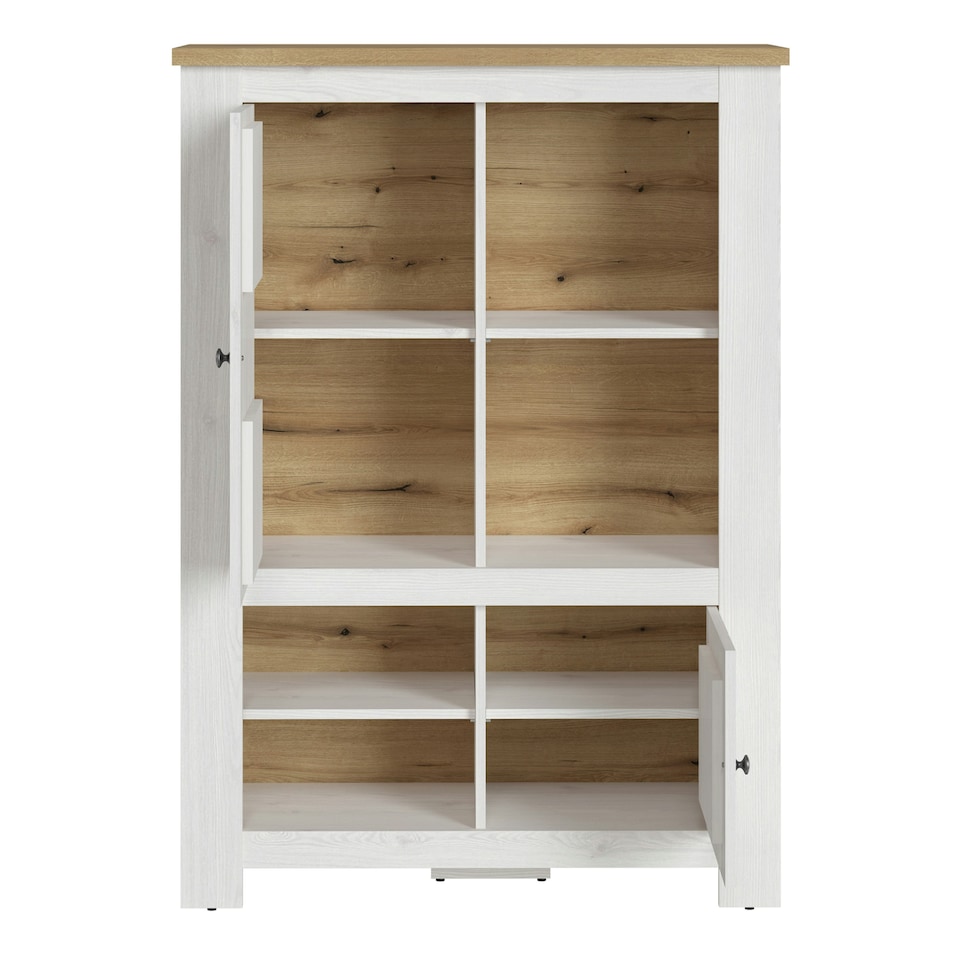 image 1 of Celesto 2 Door 4 Shelves Cabinet in White and Oak