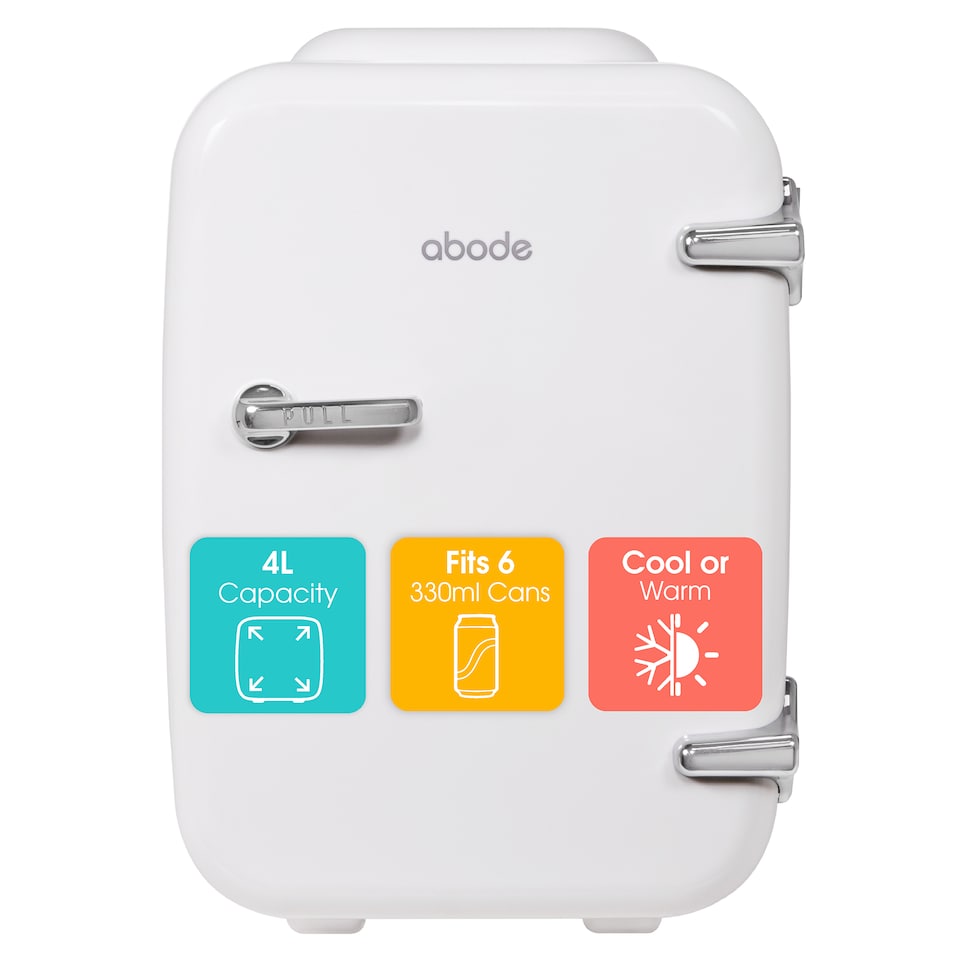 image 1 of Abode Retro 4L Mini Cooler and Warmer White A4CLR201W