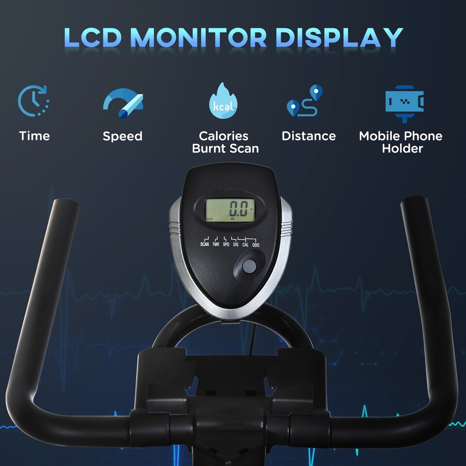 image 1 of 6kg Flywheel HOMCOM Indoor Stationary Exercise Bike LCD Monitor