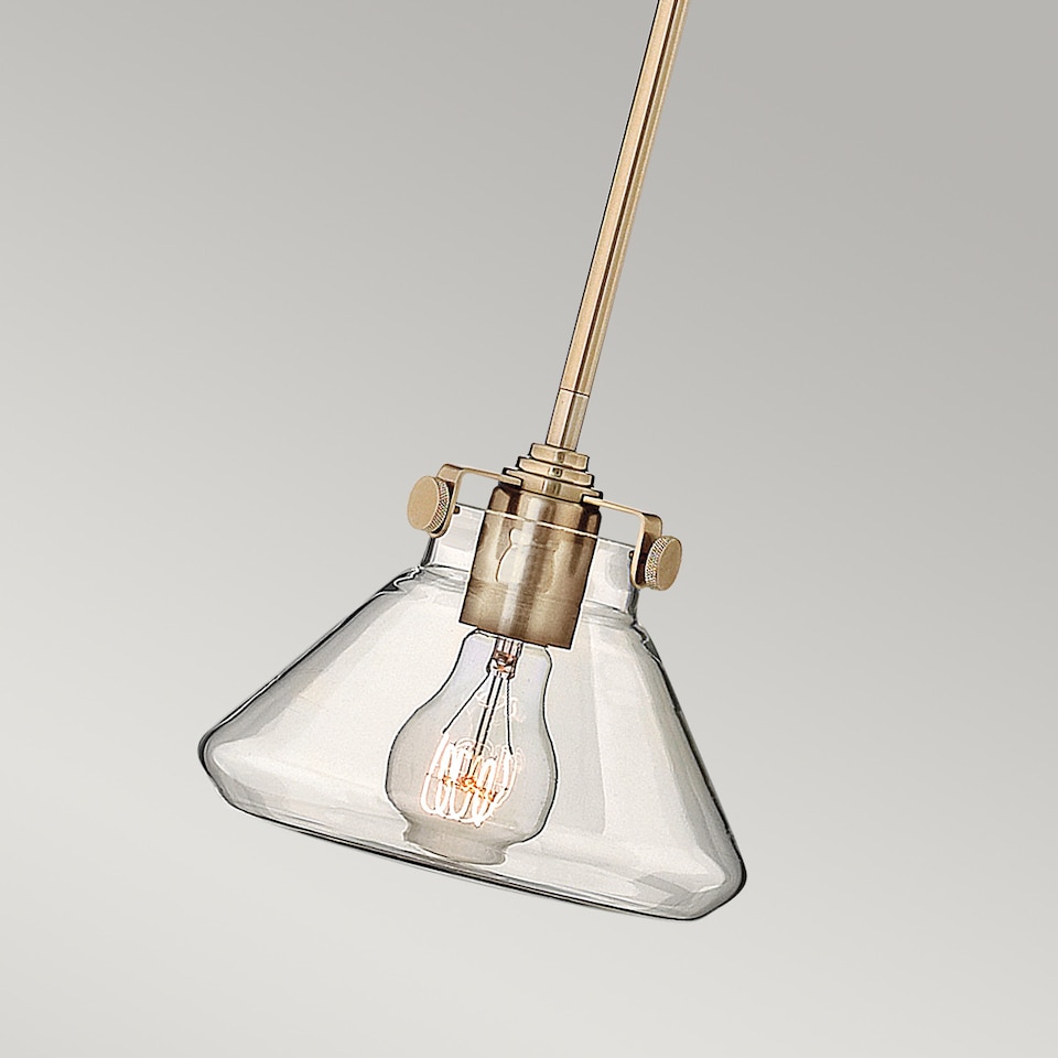 image 1 of Congress 1 Light Dome Ceiling Pendant Brushed Caramel Clear Glass, E27