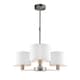 image 1 of Daley 3 Light Multi Arm Ceiling Pendant Matt Nickel, Triple Shade Vintage White Silk Effect, E14