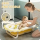 image 5 of AIYAPLAY Foldable Baby Bath Tub Set with Bath Cushion, Wash Basin, Yellow
