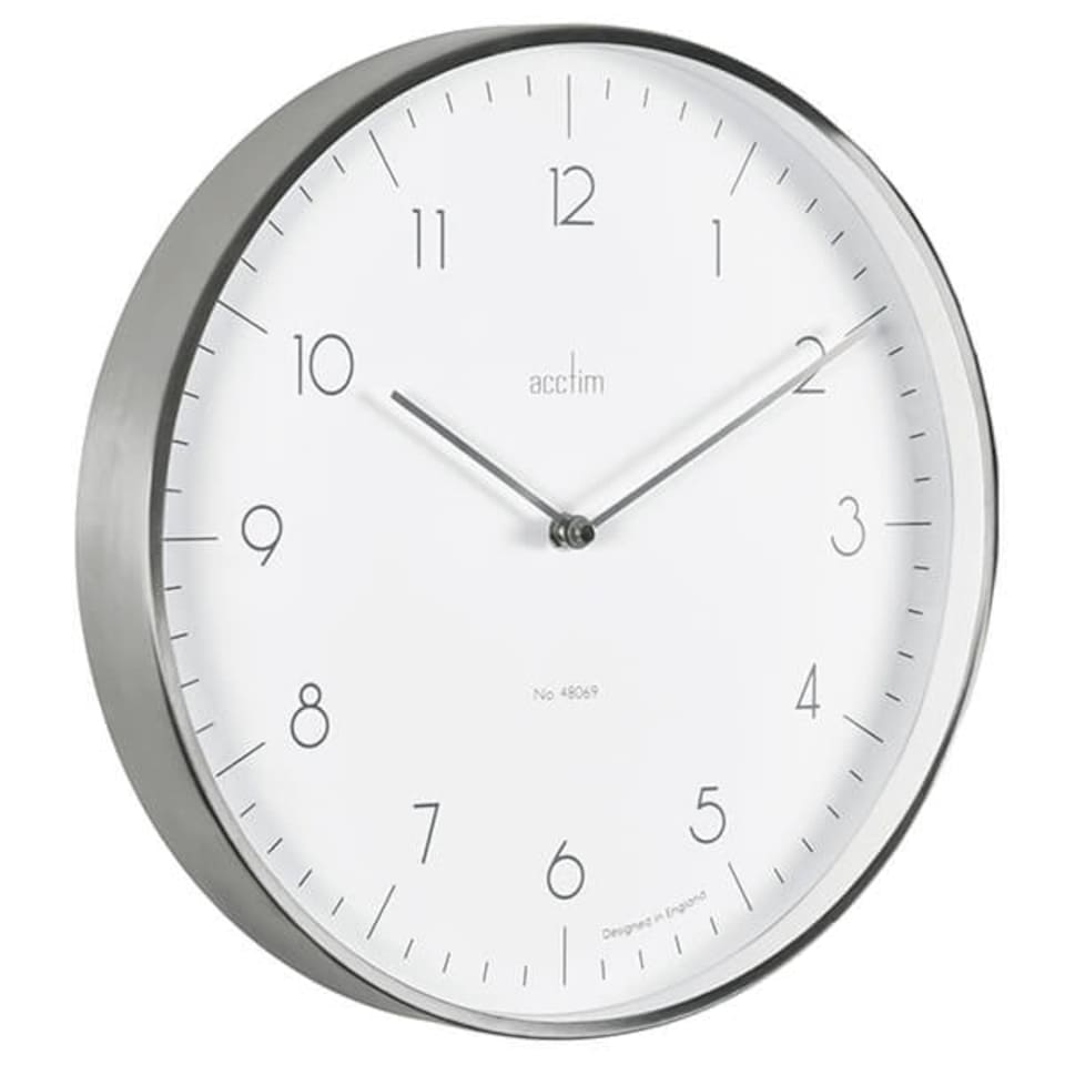 image 1 of Acctim Madison Wall Clock Brushed Steel/White
