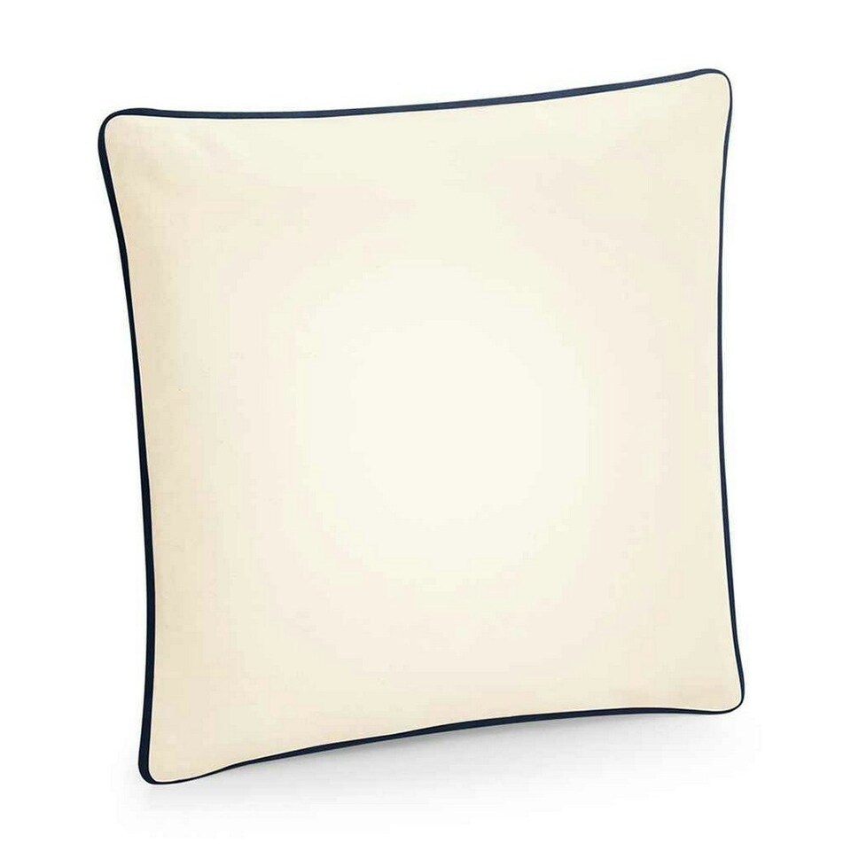 image 1 of Westford Mill Fairtrade Piped Cushion Cover - Natural/French Navy - One Size