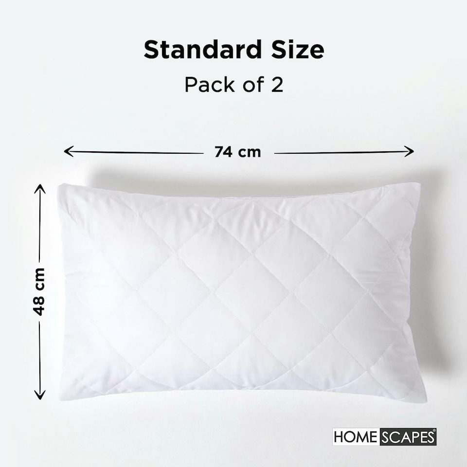 image 1 of Homescapes Quilted Pillow Protector Pair - Standard Size
