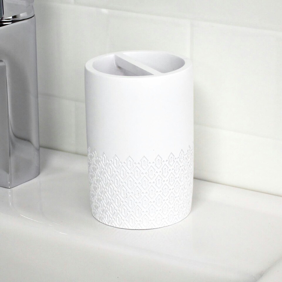 image 1 of Showerdrape Chantilly White Toothbrush Holder