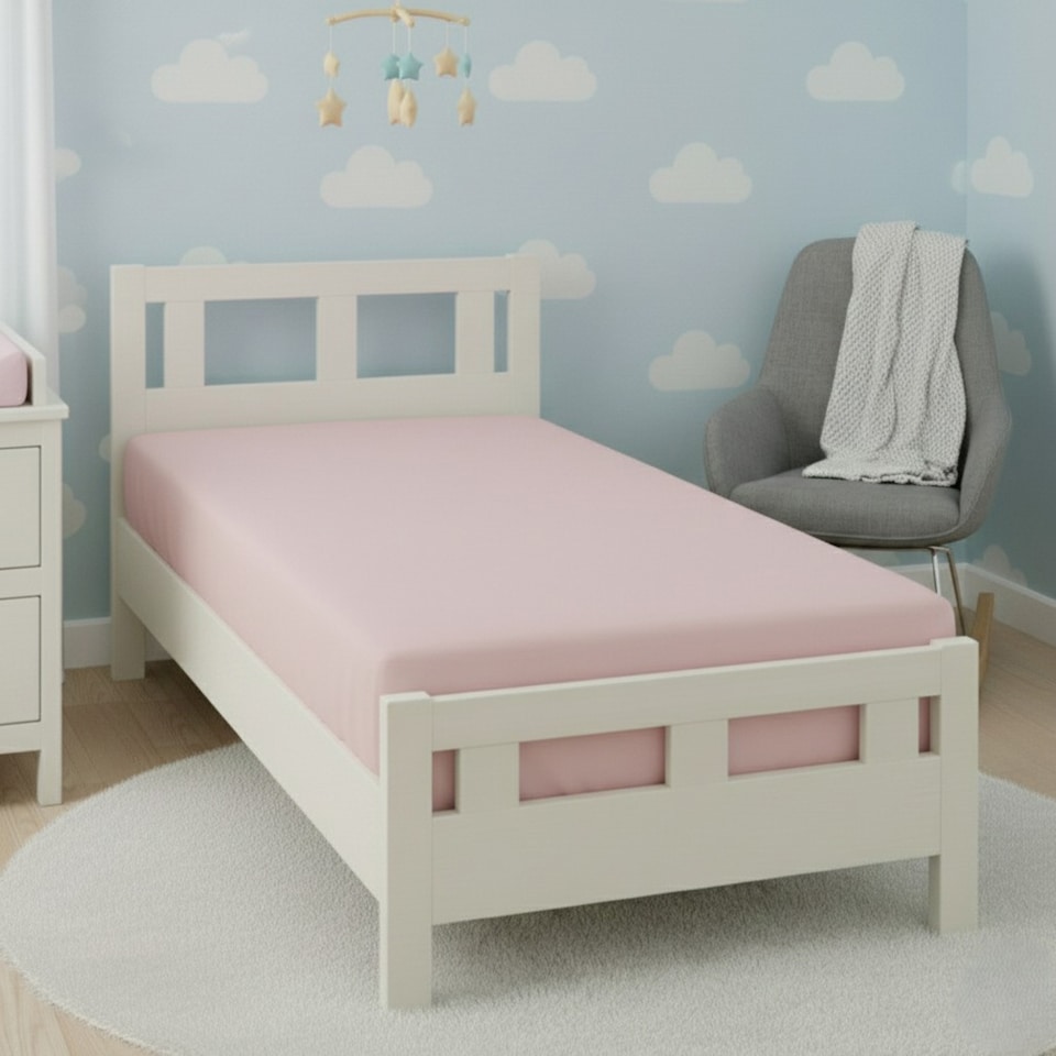 image 1 of Flannelette Cot Bed Fitted Sheet Soft Brushed Cotton Bedding Comfort | Pink | Cot Bed