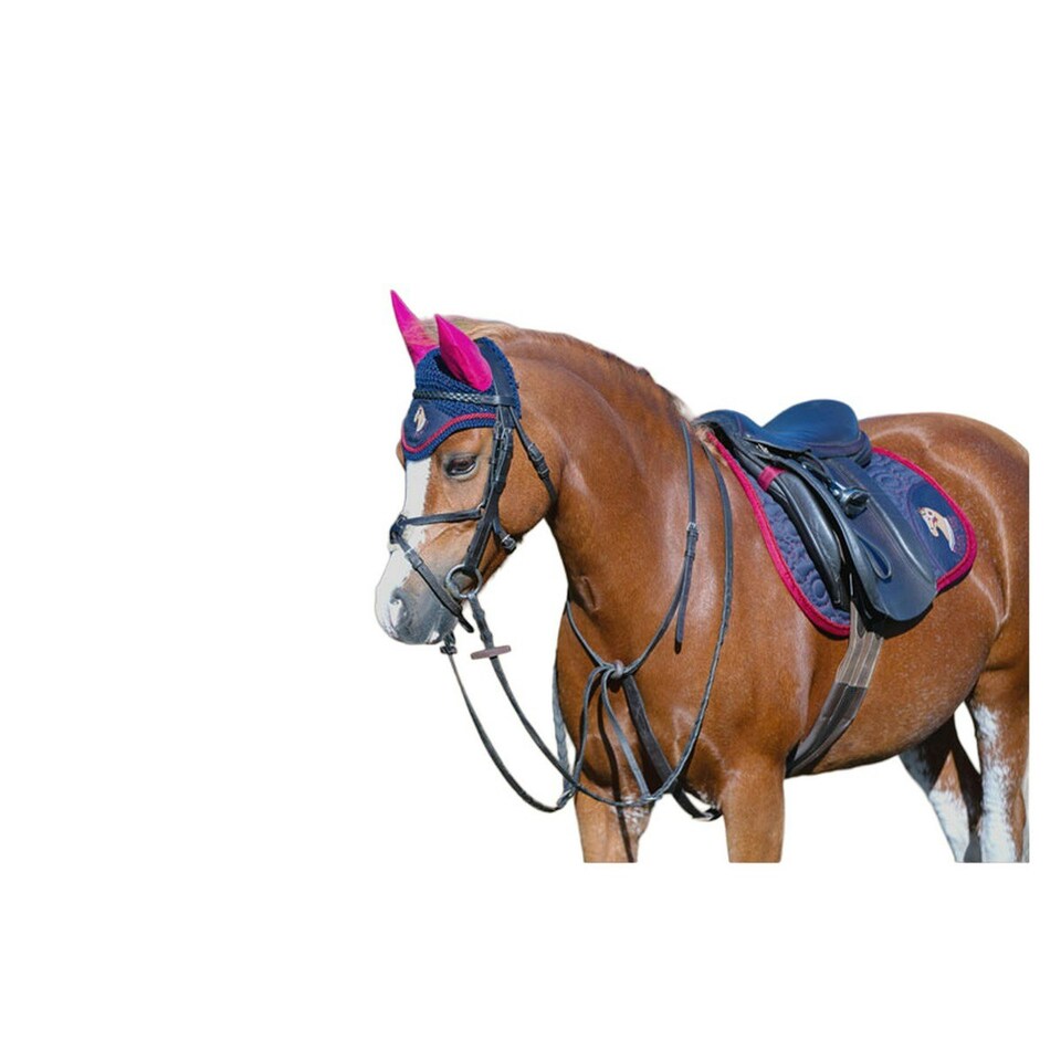 image 1 of Little Rider Horse Fly Veil - Navy/Burgundy - Small Pony