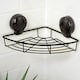 image 1 of Showerdrape Suctionloc Black Suction Wall Mounted Corner Basket with Mounting Discs | Black | 1