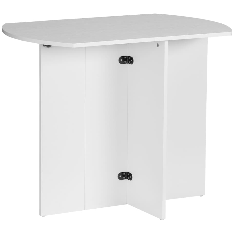 image 1 of HOMCOM Foldable Dining Table, Modern Drop Leaf Table for Kitchen, Dining Room and Living Room, White | White