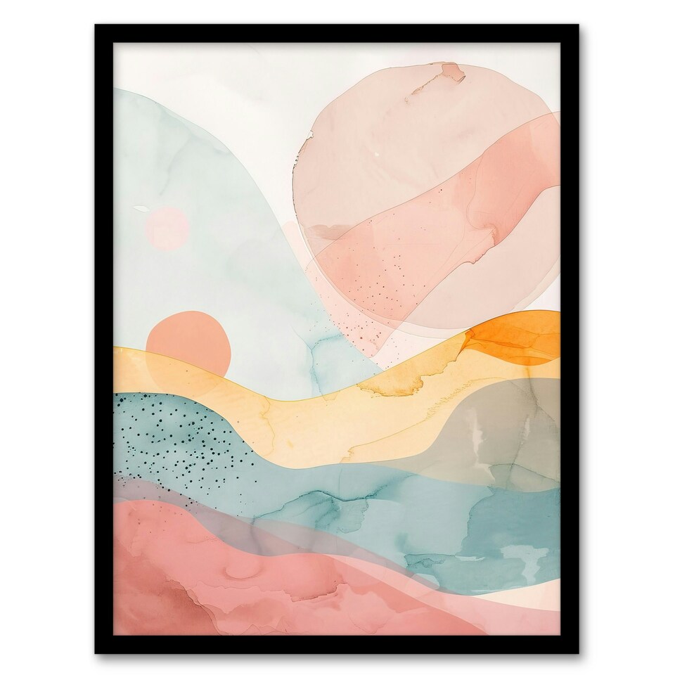 image 1 of Abstract Yorkshire Dales Park Sunset Home Decor Black Framed Wall Art Print A4