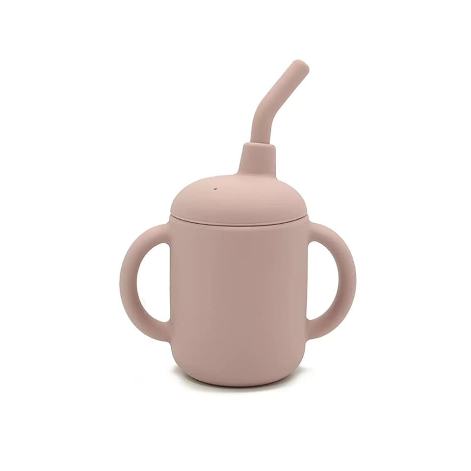 image 1 of Allis Baby Silicone Sippy Cup with Straw - Pink | Pink | One Size