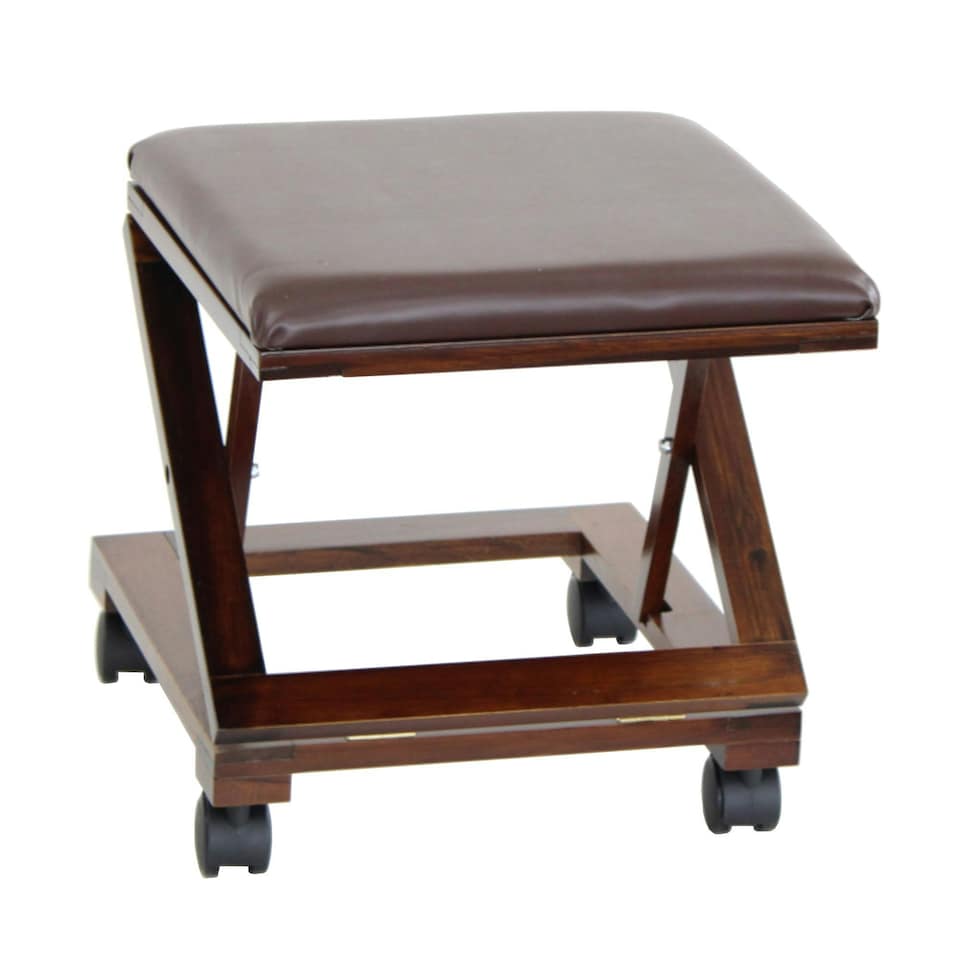 image 1 of Oypla Folding Leather Cushion Padded Footstool Foot Leg Rest