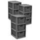 image 3 of 1 x 3 Drawer Grey Stylish Rattan Effect Commode Baskets Home Office Storage Unit Grey