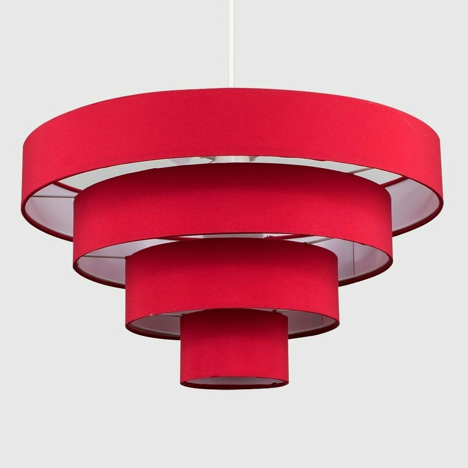image 1 of ValueLights Modern 4 Tier Red Fabric Ceiling Pendant Light Shade
