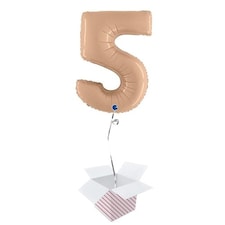 Satin Nude Number 5 Helium Foil Giant Balloon - Inflated Balloon in a Box