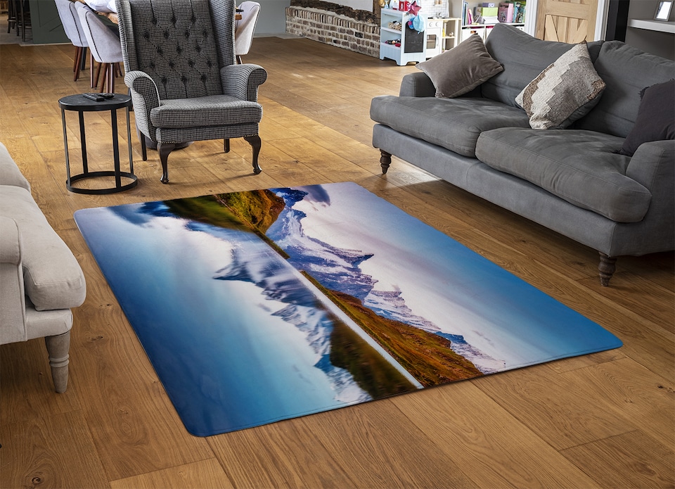image 1 of Panoramic View Of The Mt. Schreckhorn And Wetterhorn Designer Rug | Multi