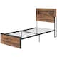 image 1 of Single Industrial Metal Bed Frame with Headboard and Storage Rustic Brown