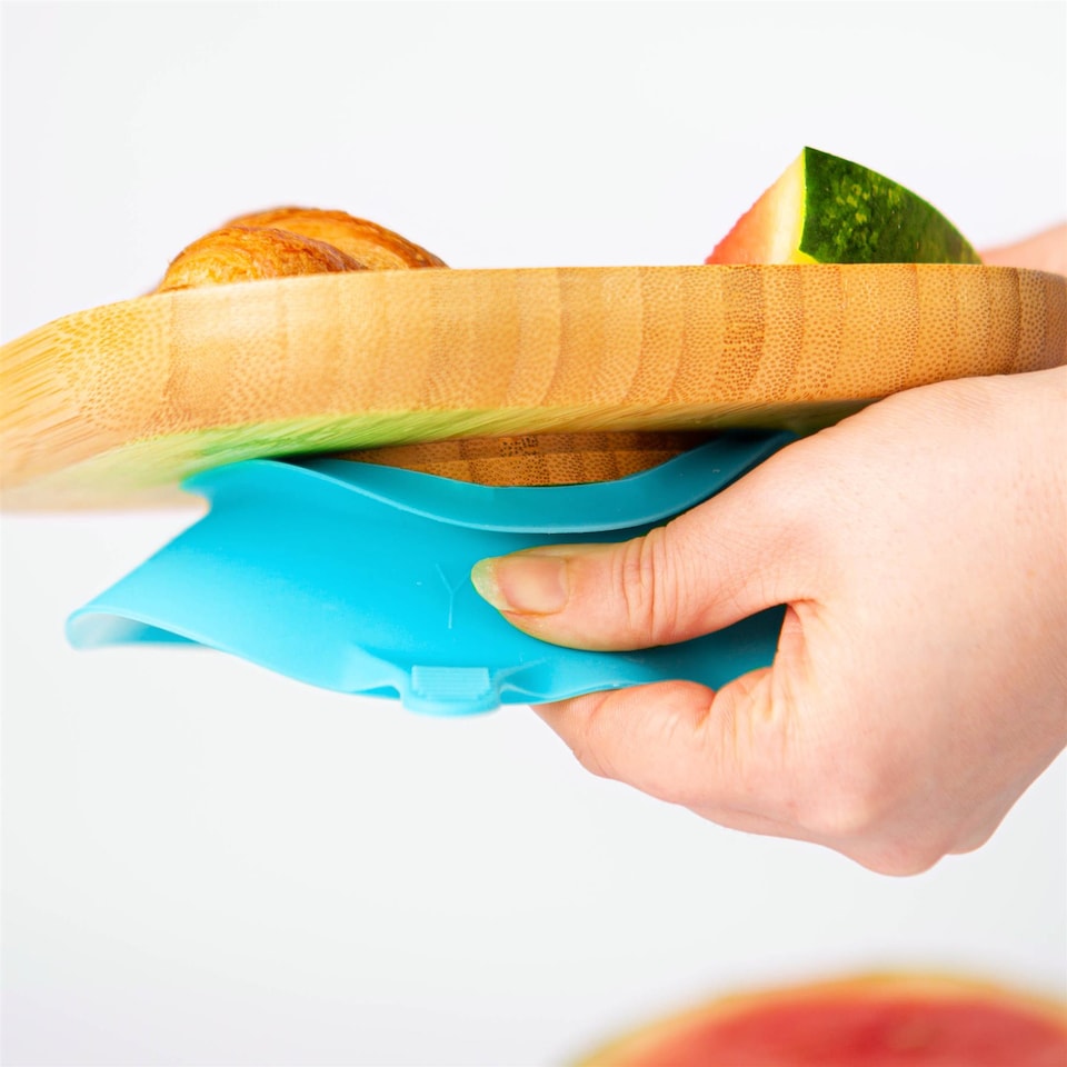 image 1 of Tiny Dining Bamboo Suction Plate - Blue - Divided Non-Slip Bamboo Self-Feeding Baby Weaning Plate | Blue | Blue