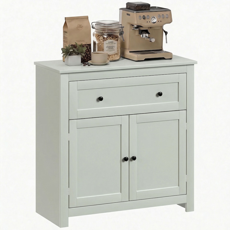 image 1 of HOMCOM Sideboard, Kitchen Storage Cabinet w/ Adjustable Shelf, Drawer, Green | Green | Modern green | 78.5W x 35D x 80H cm