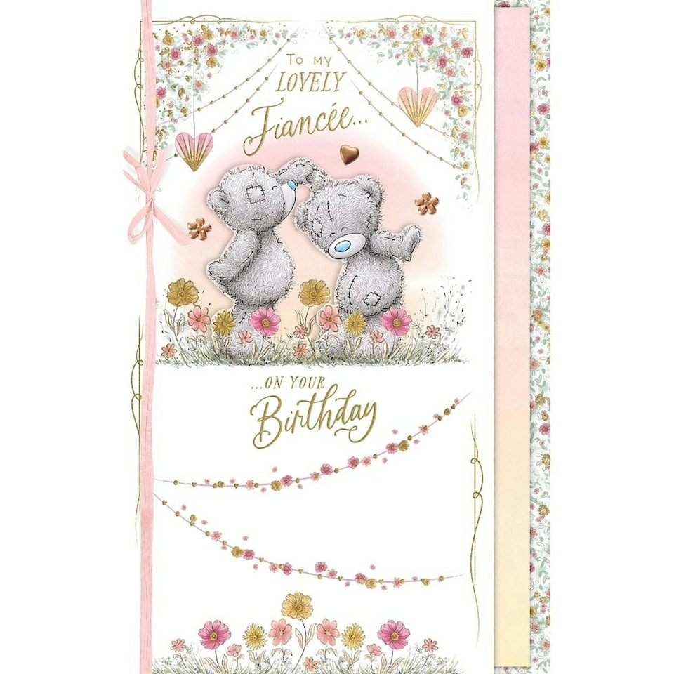 image 1 of Bears Dancing Beautiful Fiancée Luxury Handmade Birthday Card