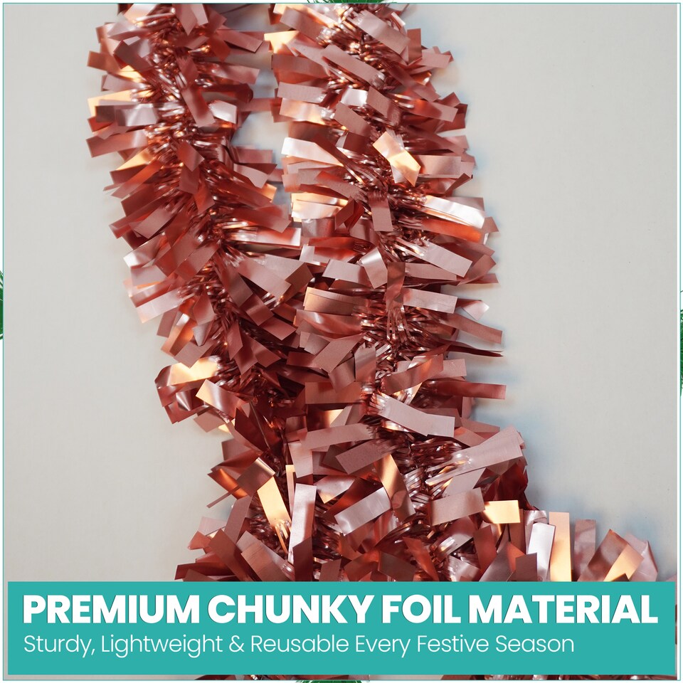 image 1 of 6.5ft/1.98m Wide Chunky Christmas Tinsel Garland Shiny Foil Twist Garland