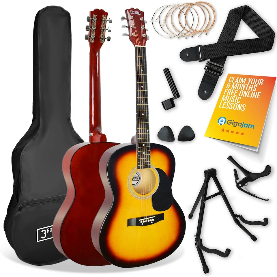 image 1 of 3rd Avenue Full Size Acoustic Guitar Premium Pack Brown