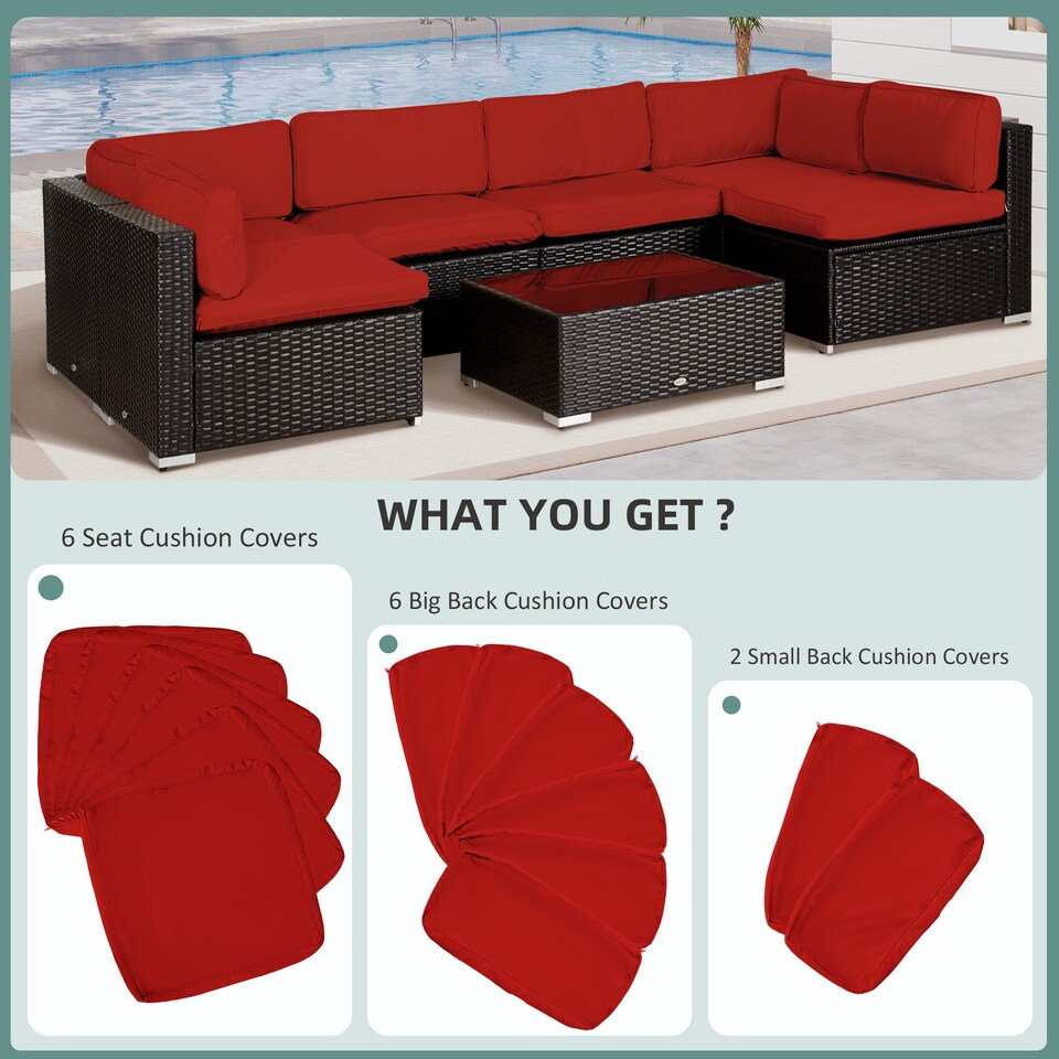 image 1 of Outsunny Garden Rattan Sofa Set Polyester Cover Replacement No Cushion Red | Red | Red | 1