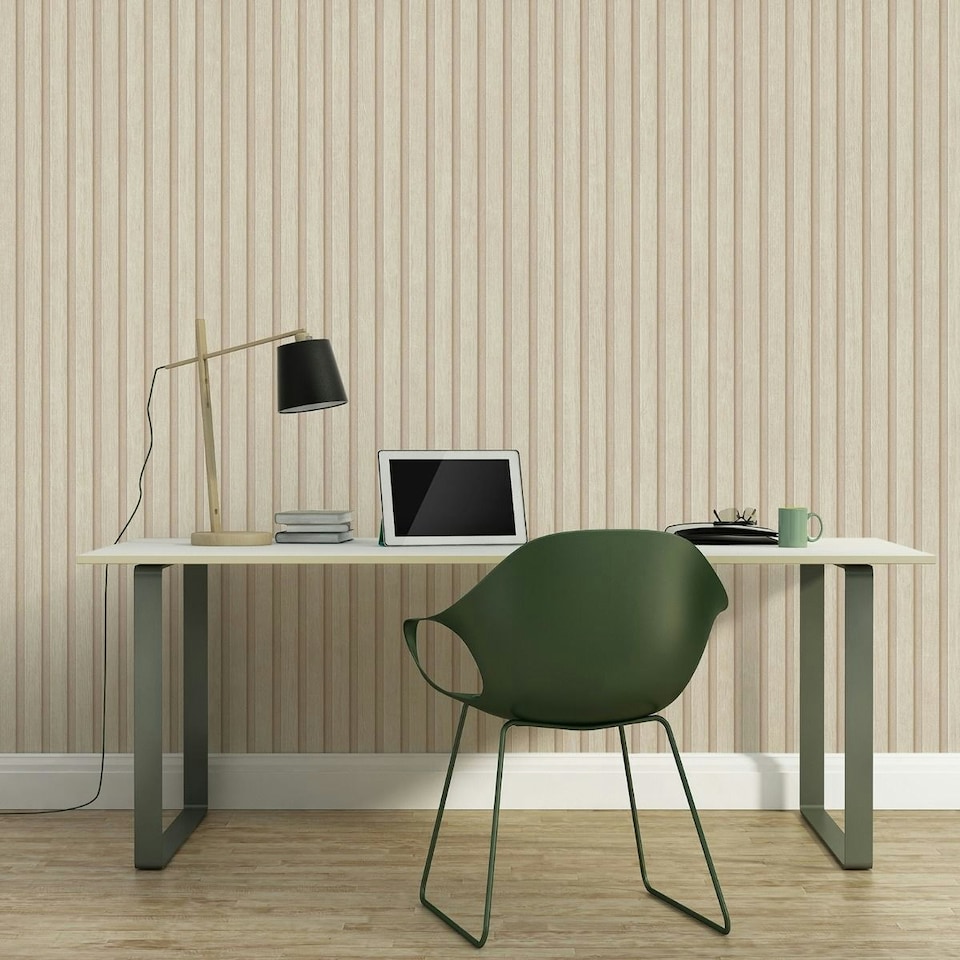 image 1 of AS Creation Wood Slats Wallpaper - Cream - One Size Cream