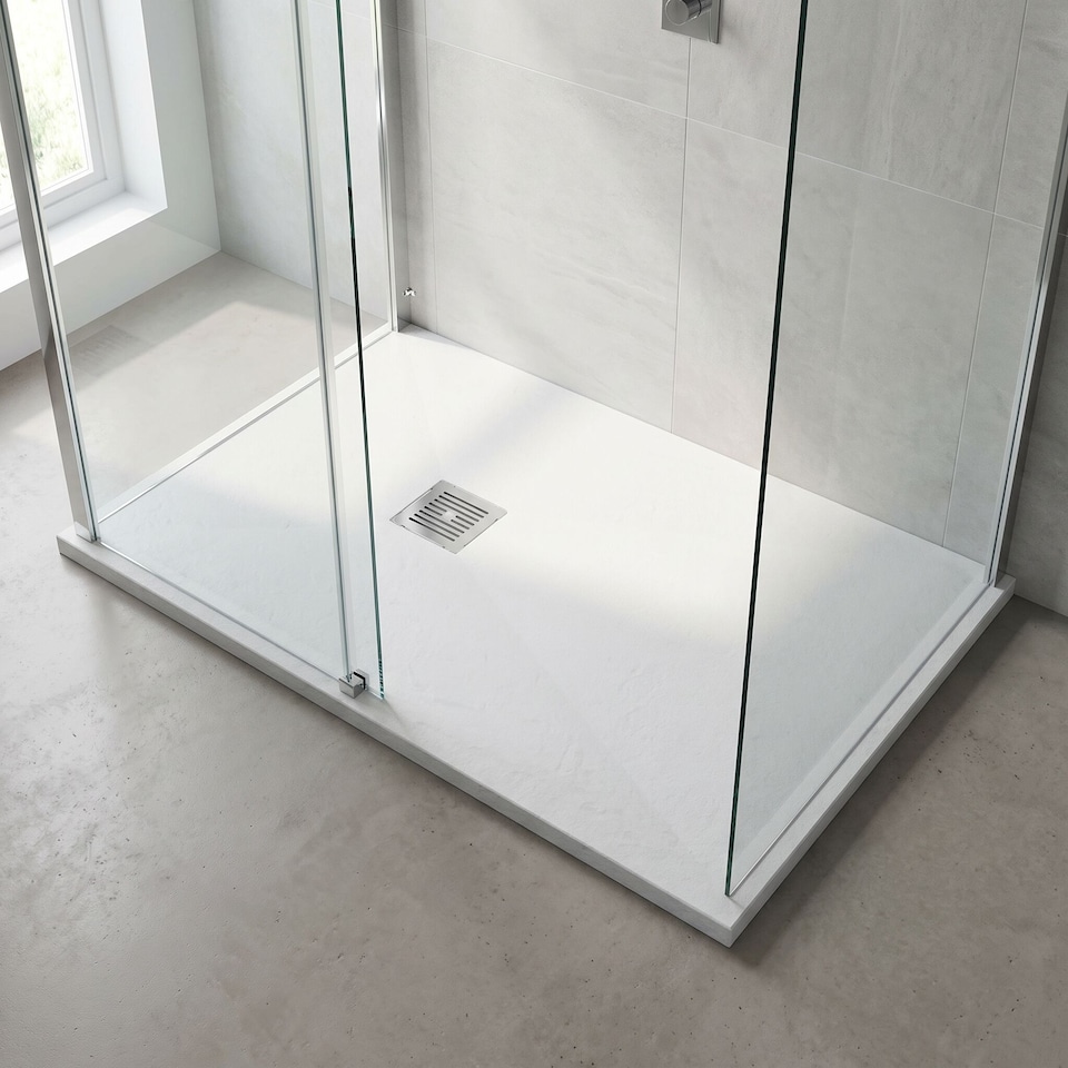 image 1 of Balterley Premium Slimline Rectangular Shower Tray | White | White Slate | 1