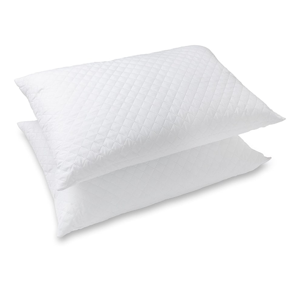 image 1 of Quilted Pillow Pair Soft Microfibre Cover Hollowfibre Filling Non Allergenic