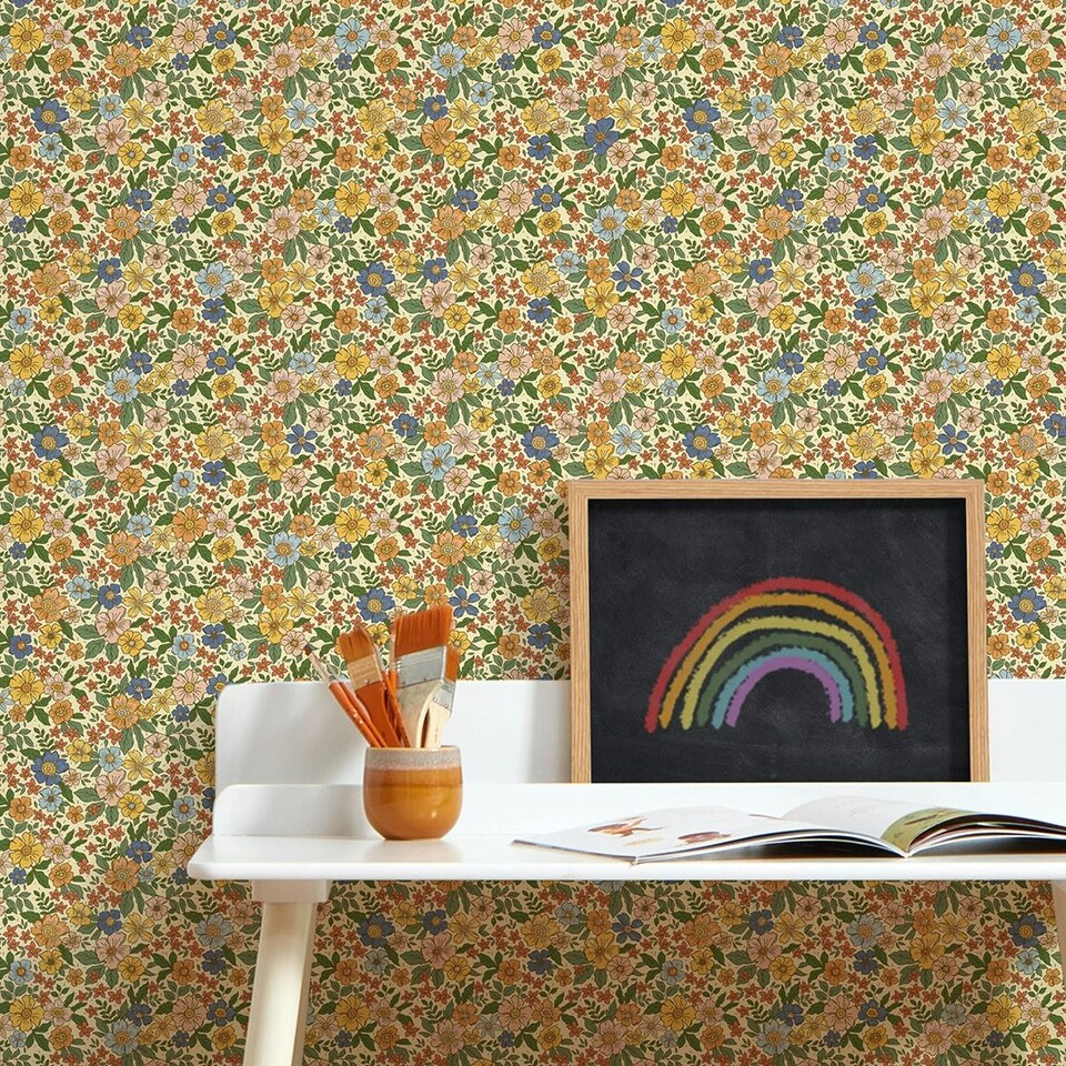 image 1 of Ditsy Gardenia Wallpaper in Lemon Multi