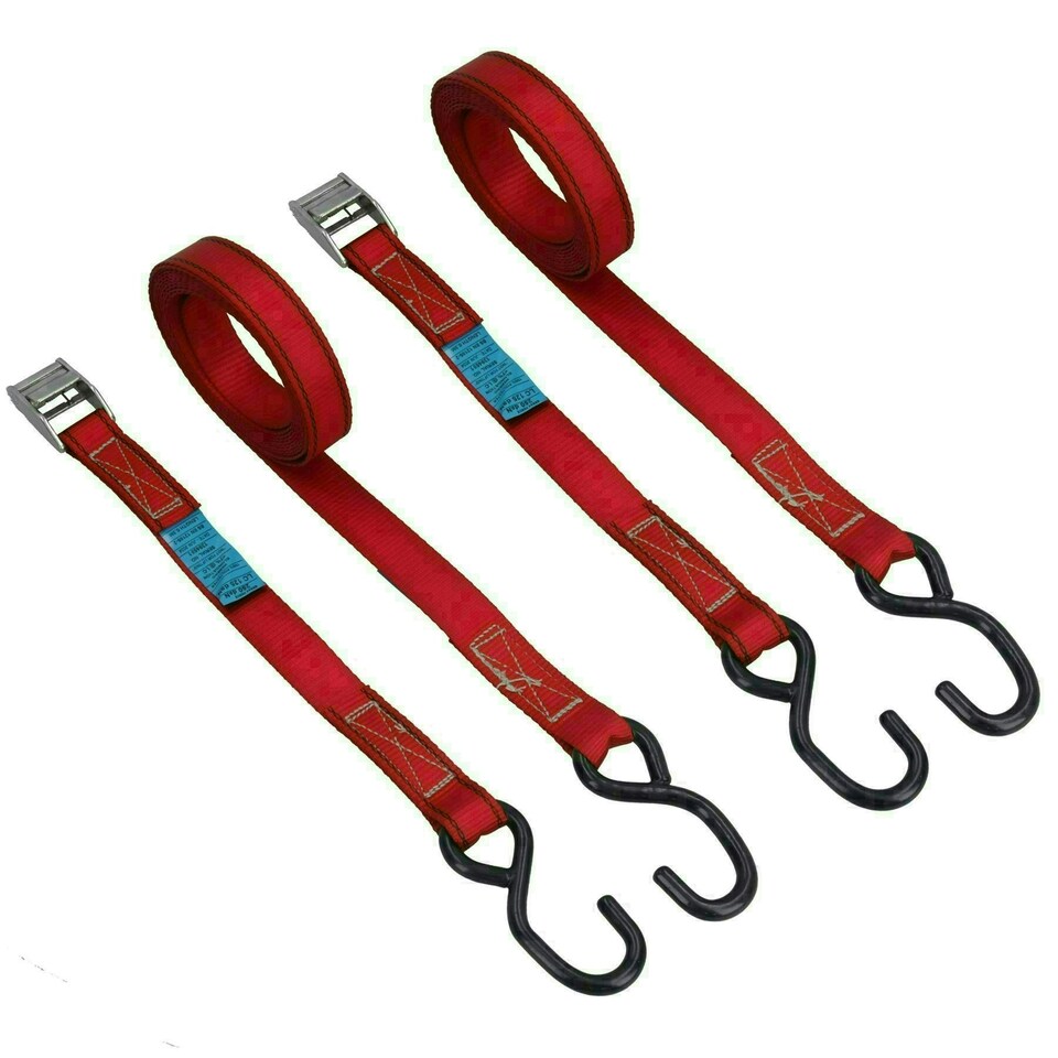image 1 of 2 Pack Cam Buckle Strap Stainless Steel 3.7m Tie Straps S Hooks