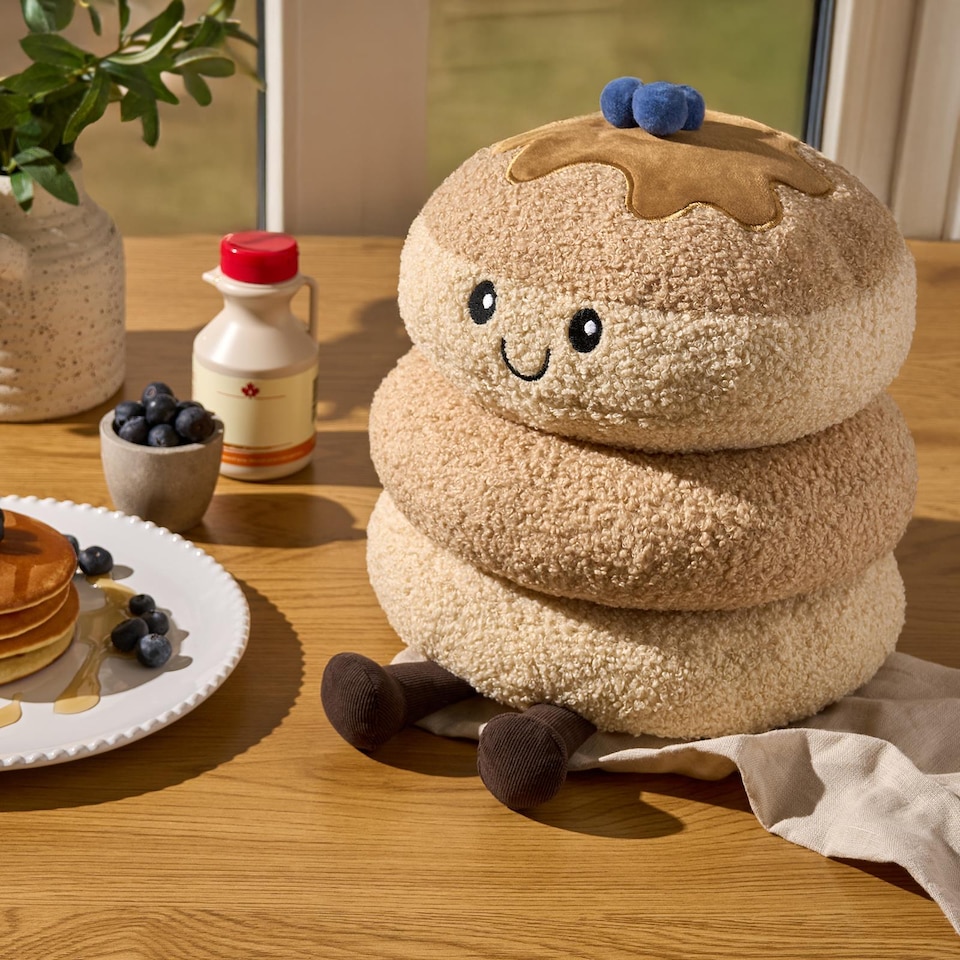 image 1 of OHS Sweetie Pie Filled Novelty Scatter Cushion Soft Fleece Toy Pillow | Brown | Maple the Pancake
