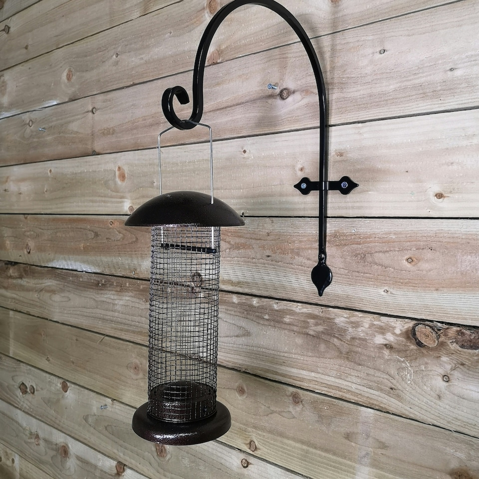 image 1 of Tom Chambers Giant Heavy Duty Flick Top Garden Wild Bird Hanging Copper Effect Metal Peanut Feeder