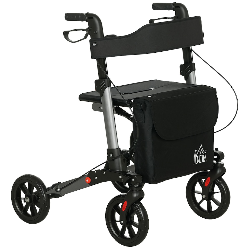 image 1 of HOMCOM 4 Wheel Rollator Walker, Adjustable Mobility Walker with Bag, Silver
