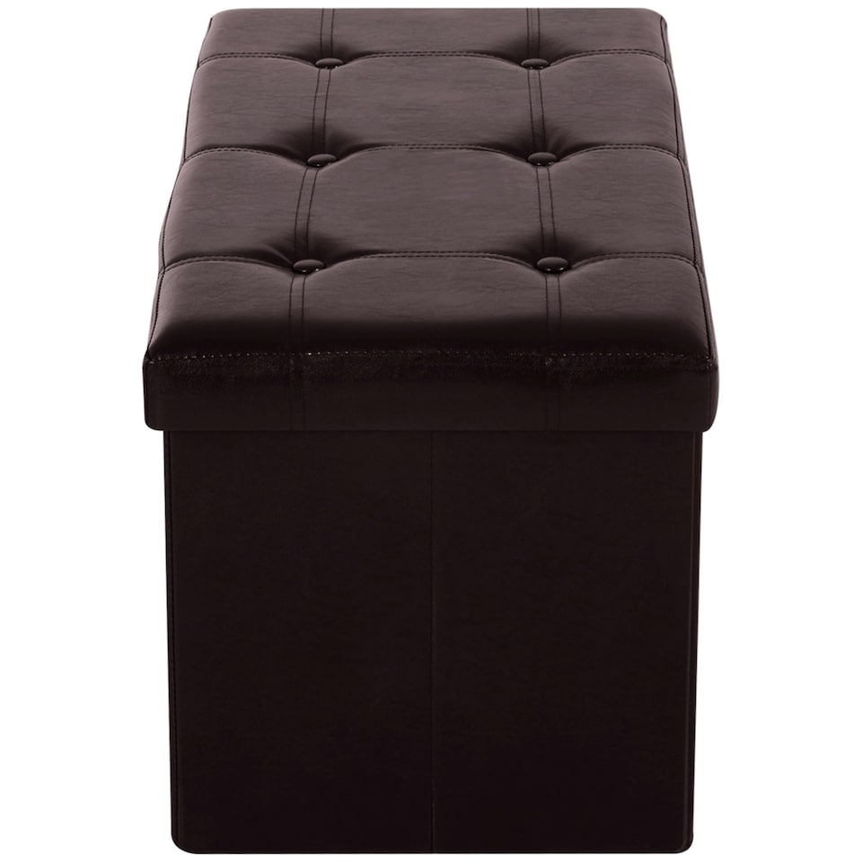 image 1 of HOMCOM Storage Ottoman Tool Box Faux Leather Folding Bench Foot Rest, Brown