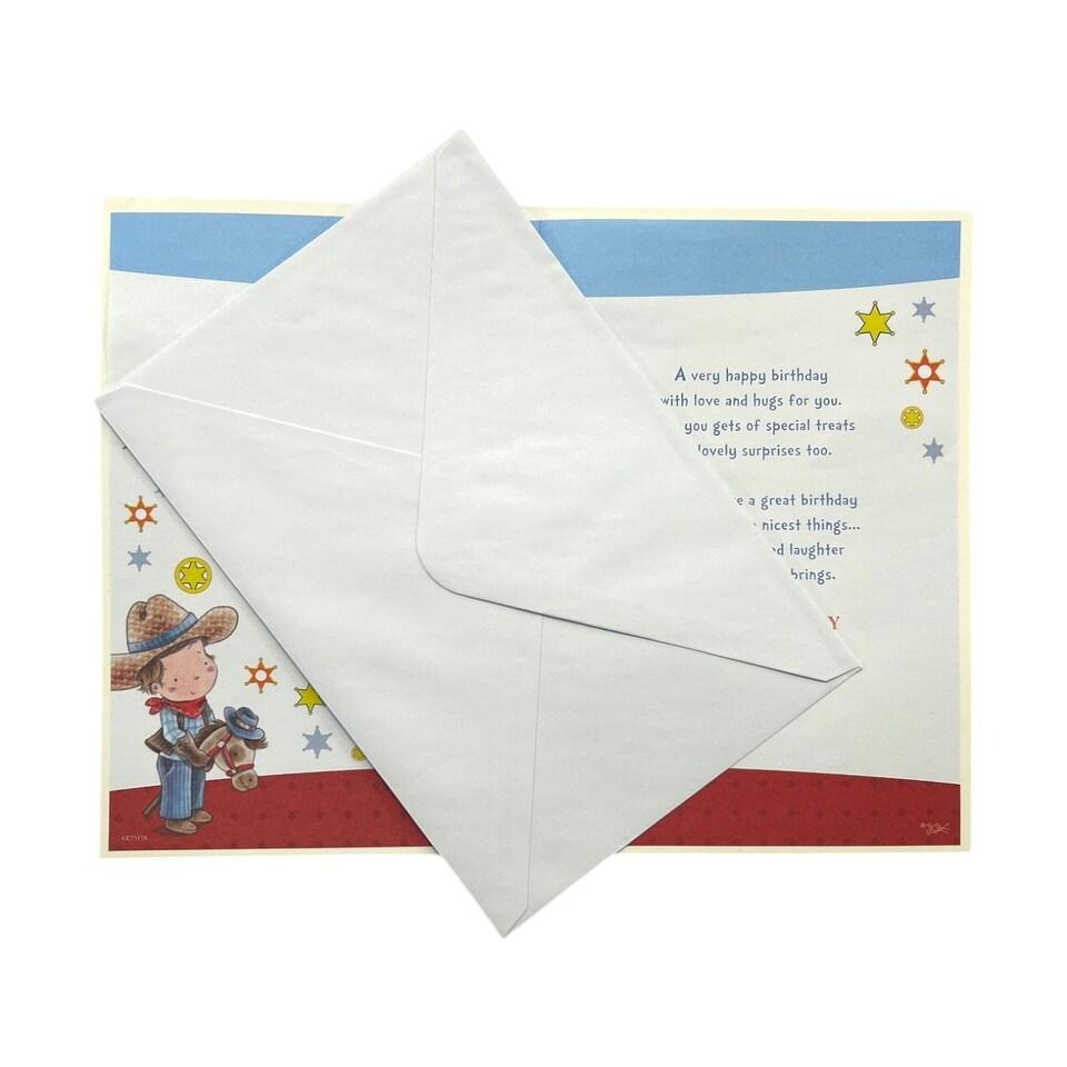 image 1 of For Son Age 2 Juvenile Boy and Horse Design Birthday Card with Badge