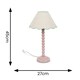 image 3 of ValueLights Bobbles Rose Pink Bobbin Table Lamp with Green Trim Scallop Shade